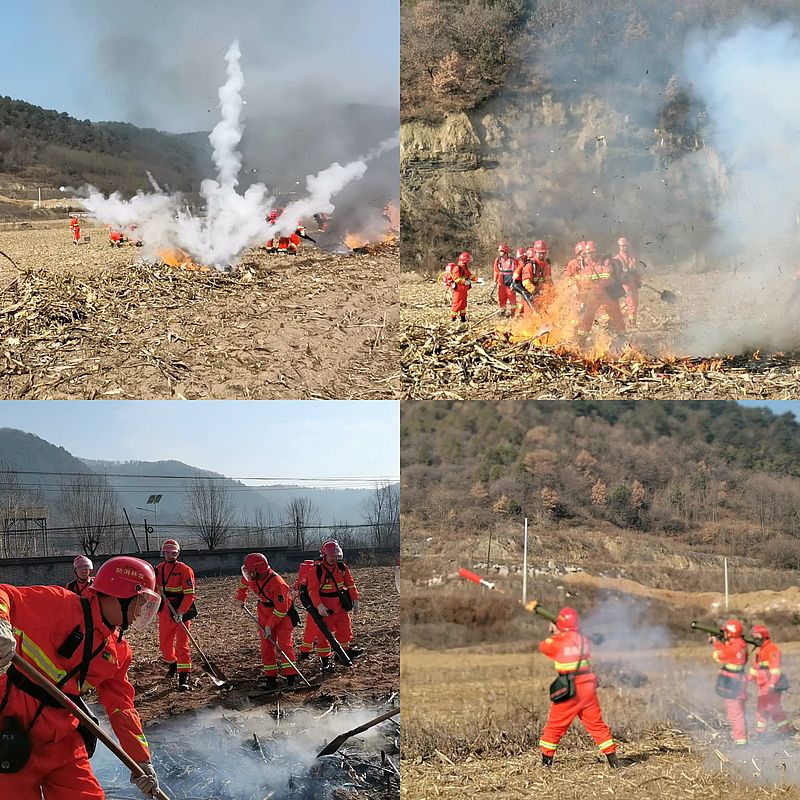 延安市桥山国有林管理局森林消防队举办森林火灾扑救应急演练