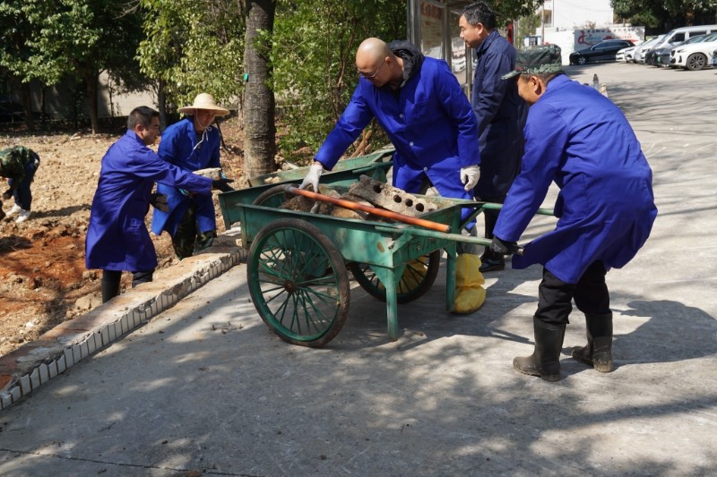 黨員干部職工搬運(yùn)建筑垃圾