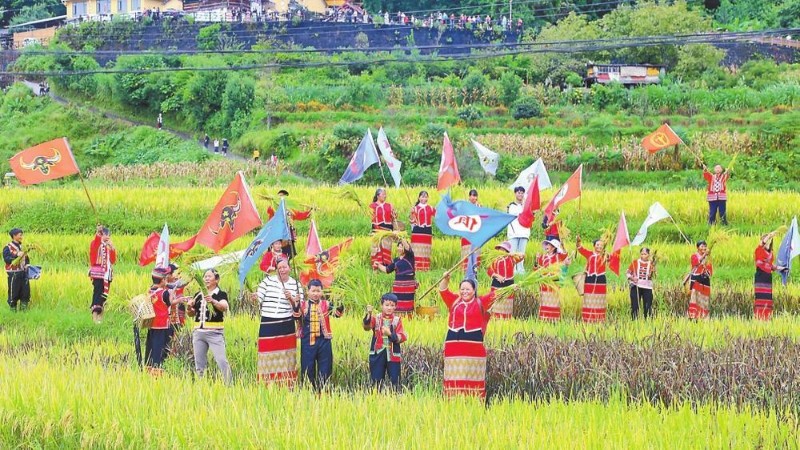 騰沖市司莫拉村村民和游客共慶“新米節(jié)”。尹以涵 攝
