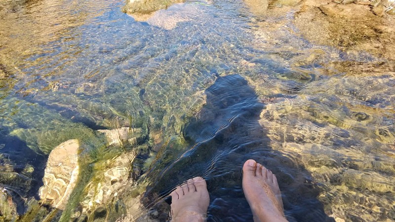 感受清涼的小河水