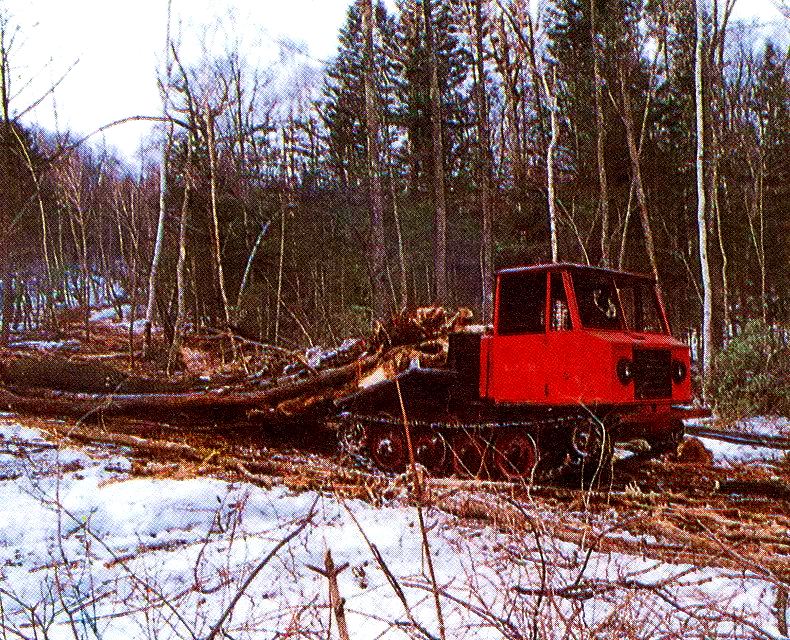 图二 1991年，东方红拖拉机是当时木材拉运的主力