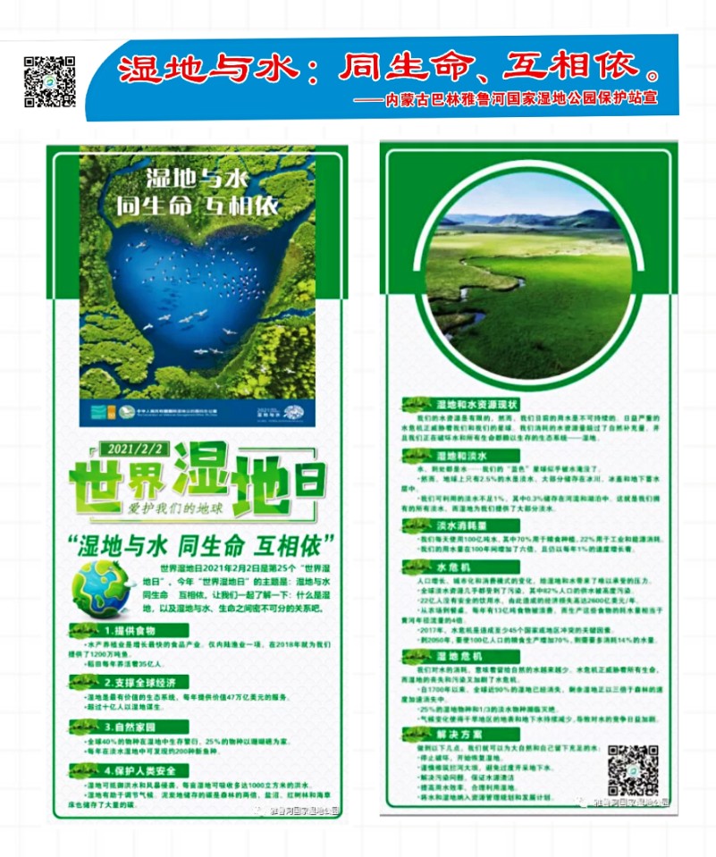 内蒙古巴林雅鲁河国家湿地公园保护站 开展2021年"世界湿地日"宣传