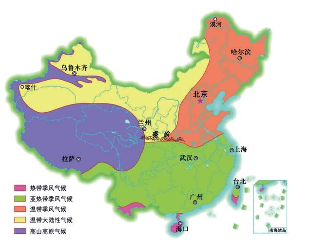 中国气候类型分布图