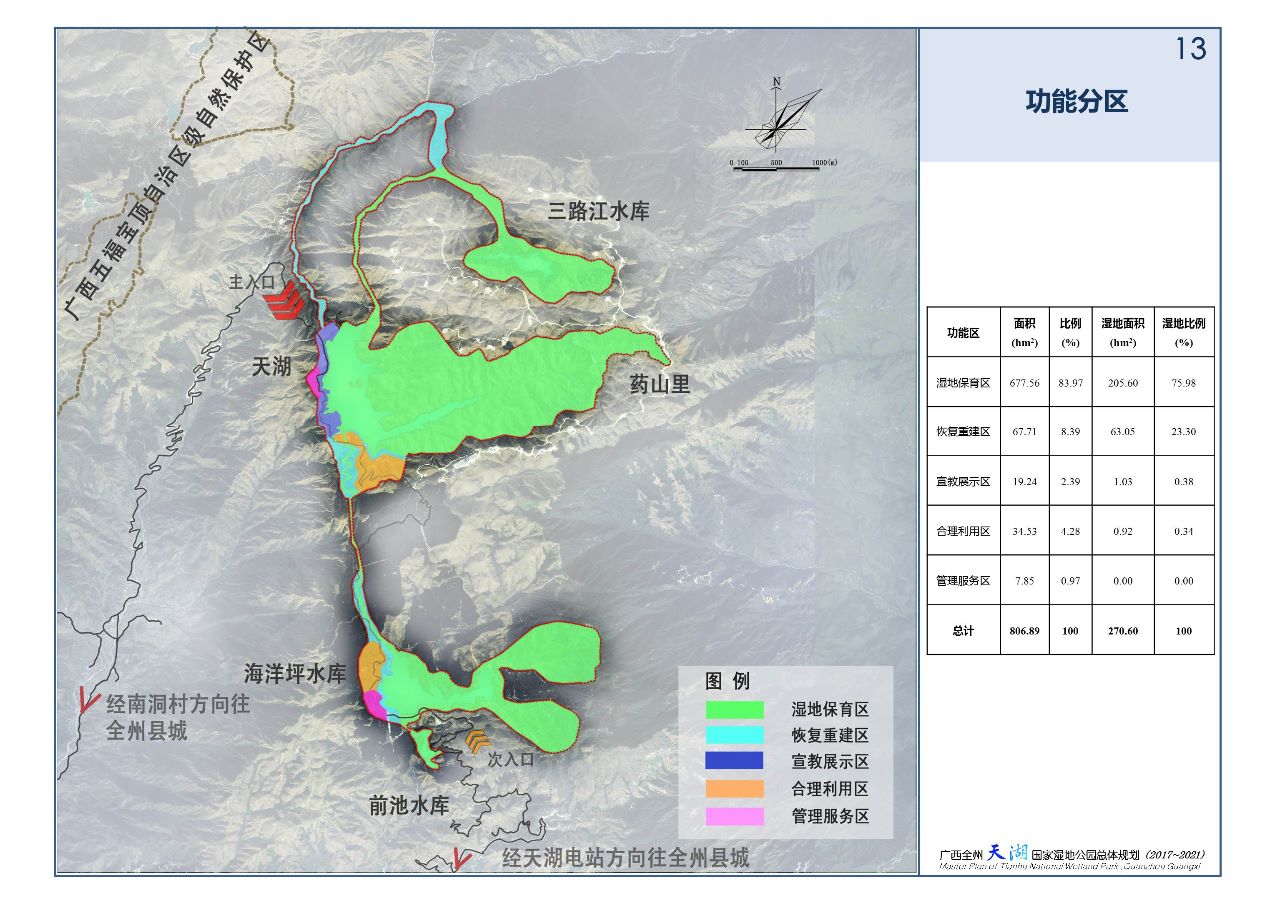 广西全州天湖功能分区图