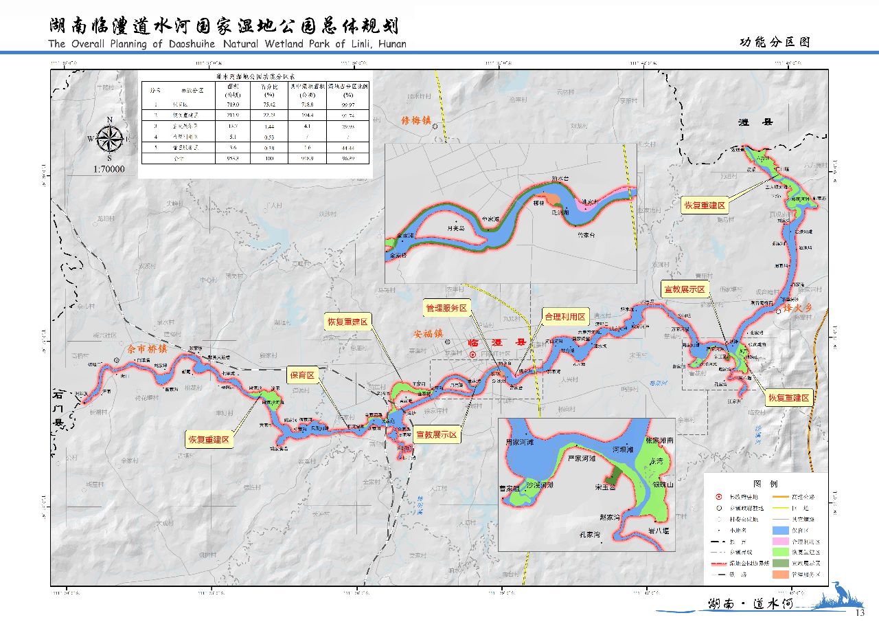 13湖南临澧道水河国家湿地公园总体规划—功能分区图