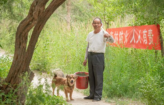 7月9日，三十一團護林員王先華在生態(tài)林里巡邏。丁愉 攝