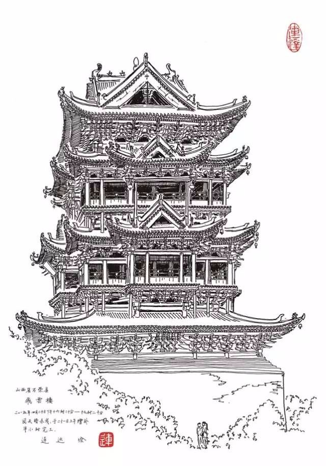 中国画建筑画法简单图片