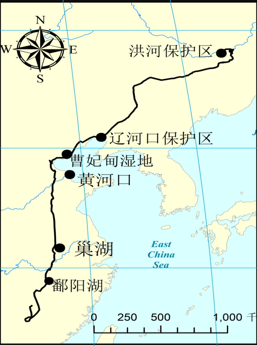 迁徙时经过辽宁省,河北省秦皇岛和北戴河和山东省长岛等地,越冬于江西