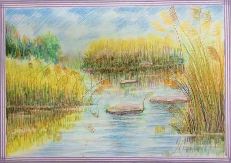 简单的湿地绘画图片